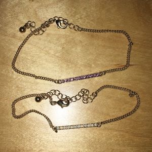 Dual bar jeweled bracelet set